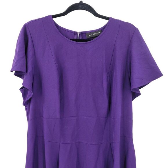 Lane Bryant Flutter-Sleeve High-Low Midi Lena Dress Sz 16 Purple Tie Waist - Picture 4 of 9